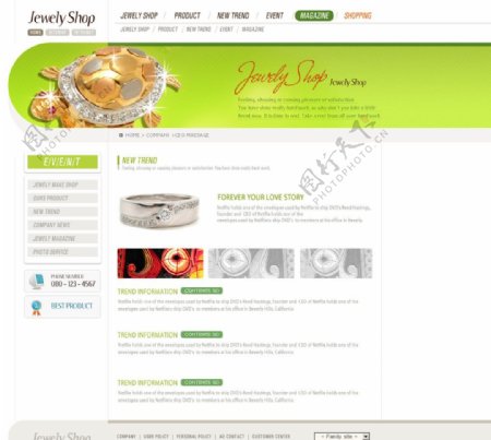 珠宝企业网站模板图片