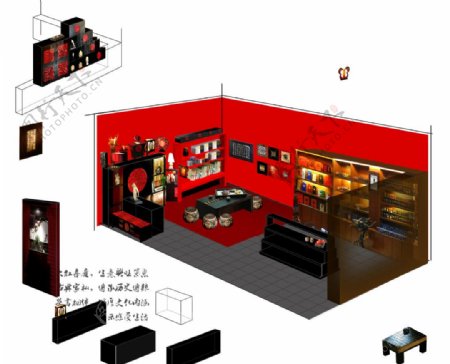 中国红茶馆销售店面展示设计图片