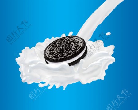 奥利奥饼干牛奶花图片