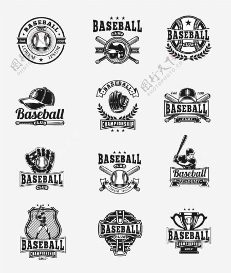 棒球比赛培训俱乐部标志商标