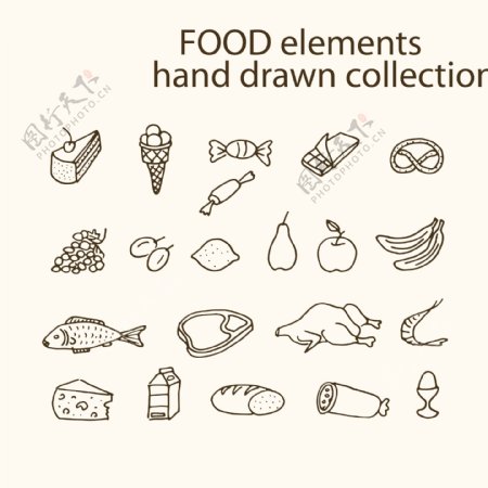 21款手绘食物设计矢量素材