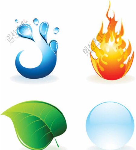 火焰图标树叶icon设计