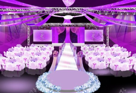 紫色系婚礼舞台
