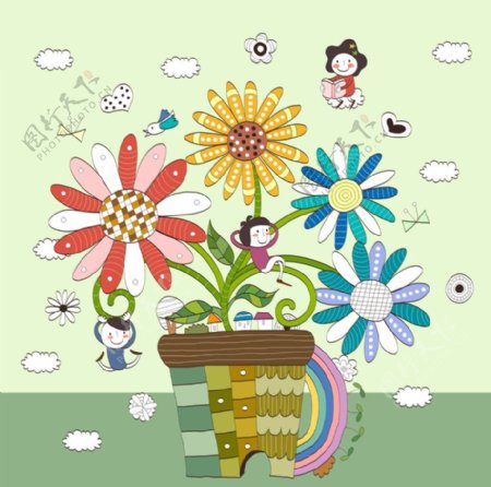 儿童花朵插画