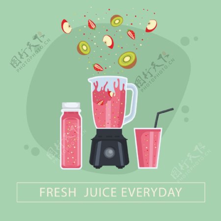 榨汁机与果汁海报