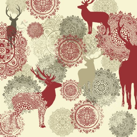 圣诞节麋鹿花纹背景