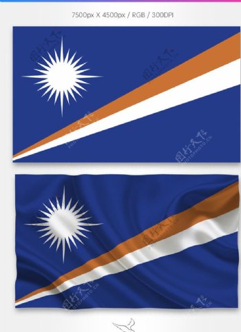马绍尔群岛国旗分层psd