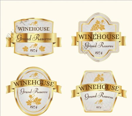 四种时尚的葡萄酒标签