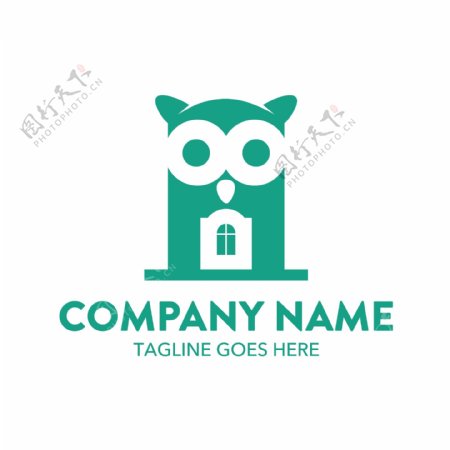 绿色创意猫头鹰建筑logo