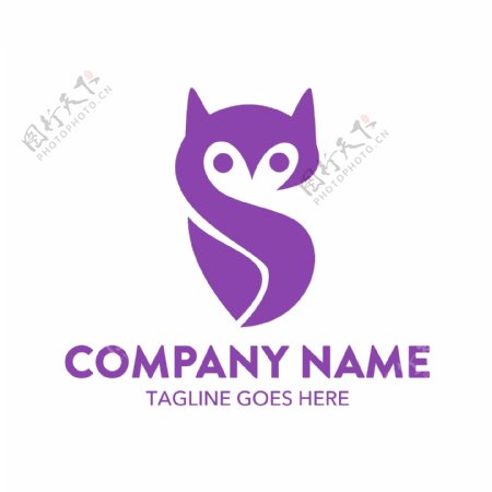紫色抽象狐狸动物logo