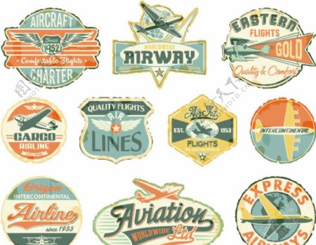 复古航空标签