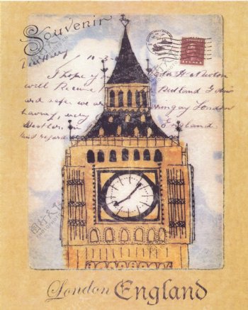 欧美复古无框画伦敦大本钟