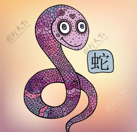 民俗文化花纹动物十二生肖蛇