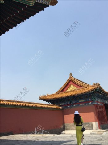 北京春季故宫紫禁城一角风景