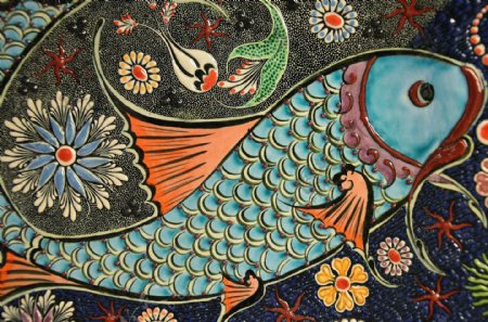 陶瓷鲤鱼瓷版画