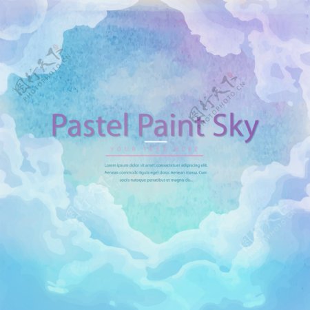 彩绘天空云层风景矢量素材