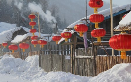 中国雪乡红灯笼