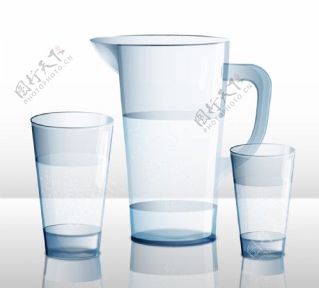 水壶和杯子设计矢量素材