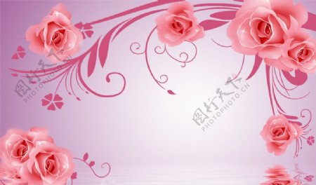 浪漫粉红色玫瑰分层