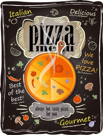 披萨手绘海报