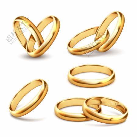 5款质感金色戒指设计矢量素材