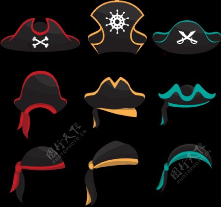 各种海盗帽子免抠png透明图层素材