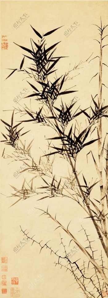 中式水墨国画新竹图装饰画