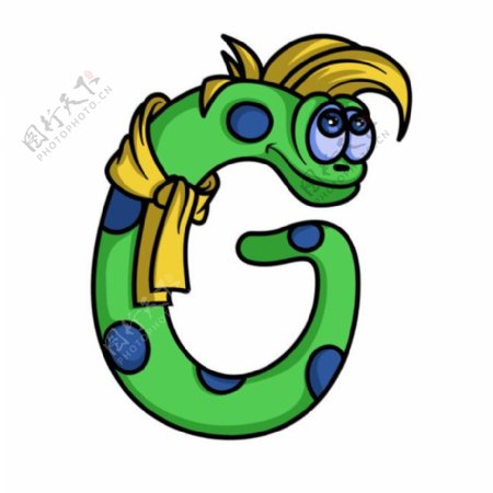 绿色蛇动物字母图片