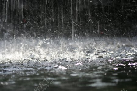 下雨天地面的水花图片