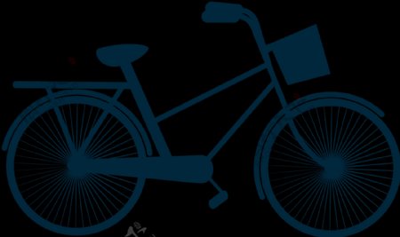 深蓝自行车剪影免抠png透明图层素材