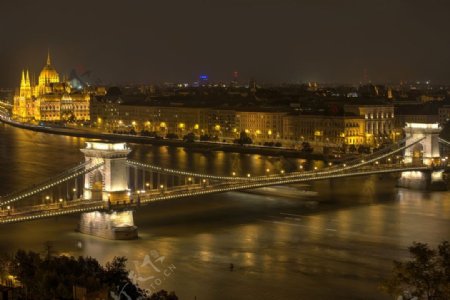 美丽的布达佩斯城市夜景图片