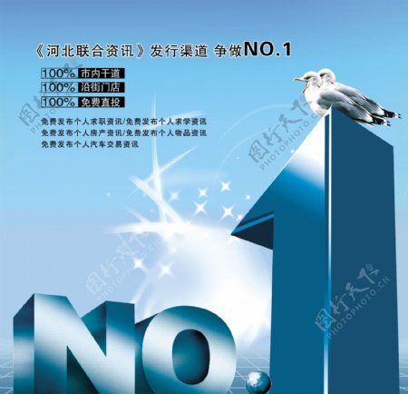 蓝色NO.1企业文化海报
