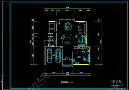 H型别墅建筑平面图