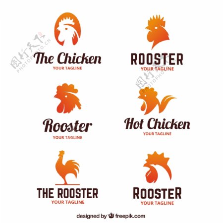 创意公鸡标志logo设计