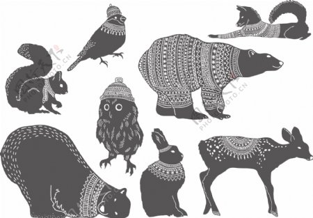 手绘动物花纹设计