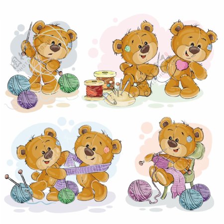 卡通可爱泰迪熊矢量素材下载