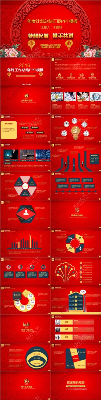 2018经典红新年计划工作汇报总结商务通用PPT模板