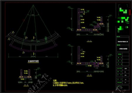 水幕墙结构CAD景观图纸