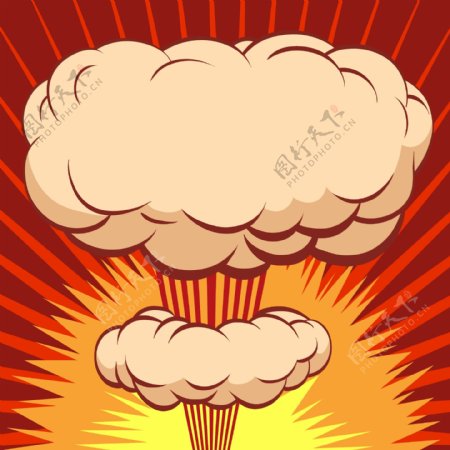 漫画爆炸蘑菇云矢量素材