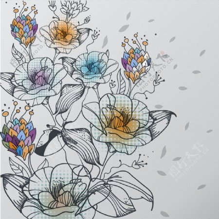 花朵背景彩色手绘图片