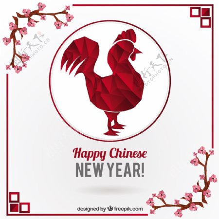 中国新年装饰用多边形公鸡