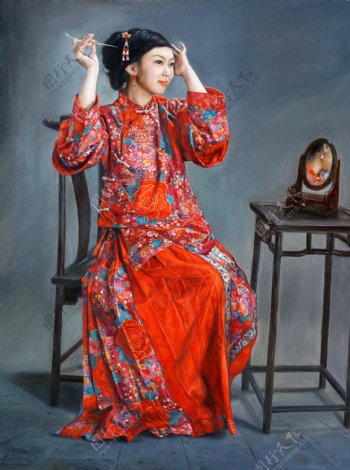 中国美女油画图片