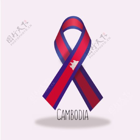 柬埔寨国旗丝带设计矢量素材
