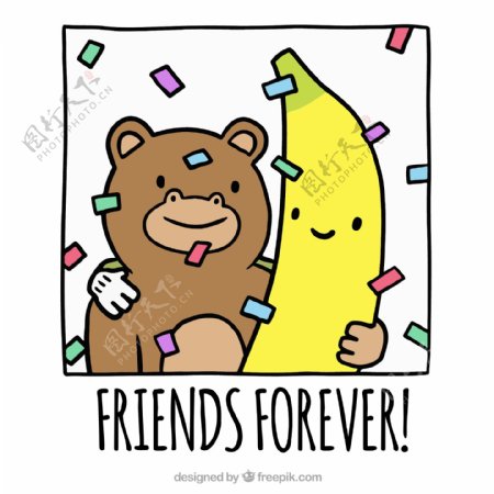 熊和香蕉卡通素材