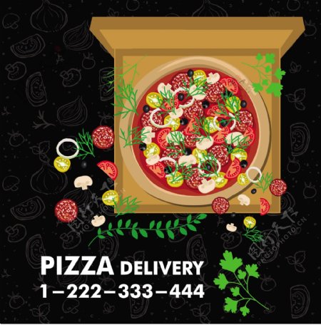 彩色风格背景免费矢量比萨促销广告