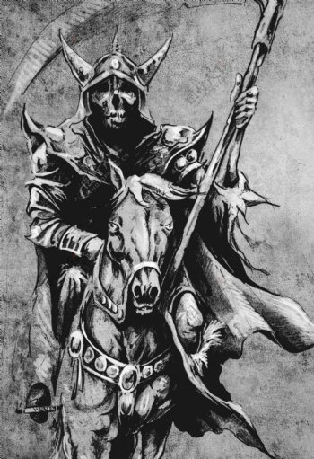 骑马的死神插画图片