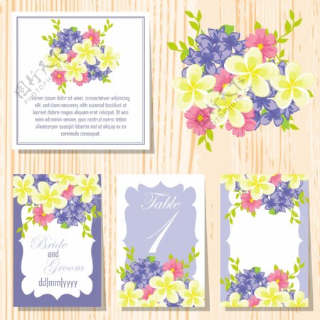 水彩植物花朵婚礼贺卡模板下载