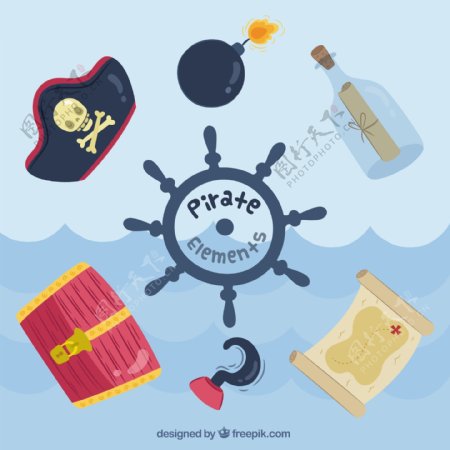 有趣的海盗元素图标设计素材