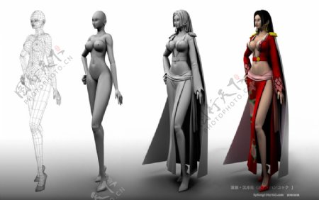动漫人物转3D模型海贼王女帝汉库克