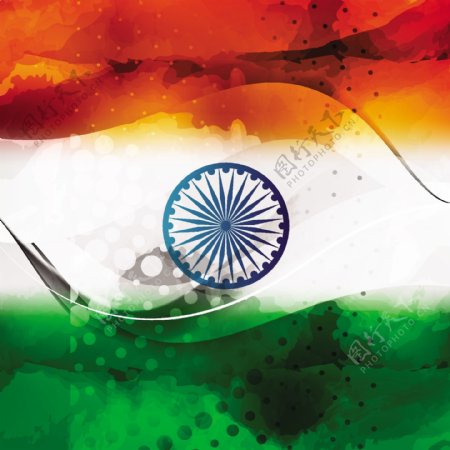 波浪形的印度国旗半色调